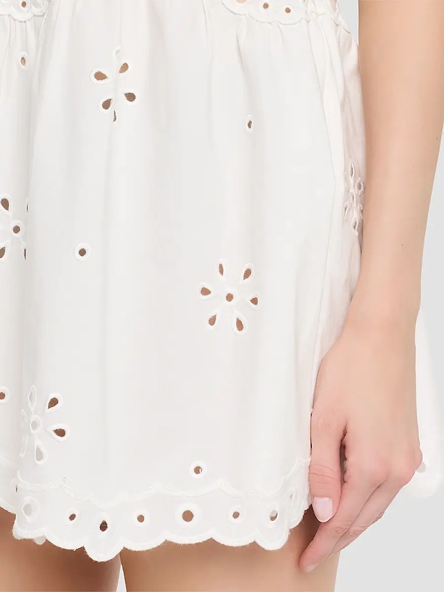 Retrofête Women's Beranice Embroidered Eyelet Halter Mini Dress | Thumbnail 5 Retrofête Women's Beranice Embroidered Eyelet Halter Mini Dress | Thumbnail 5