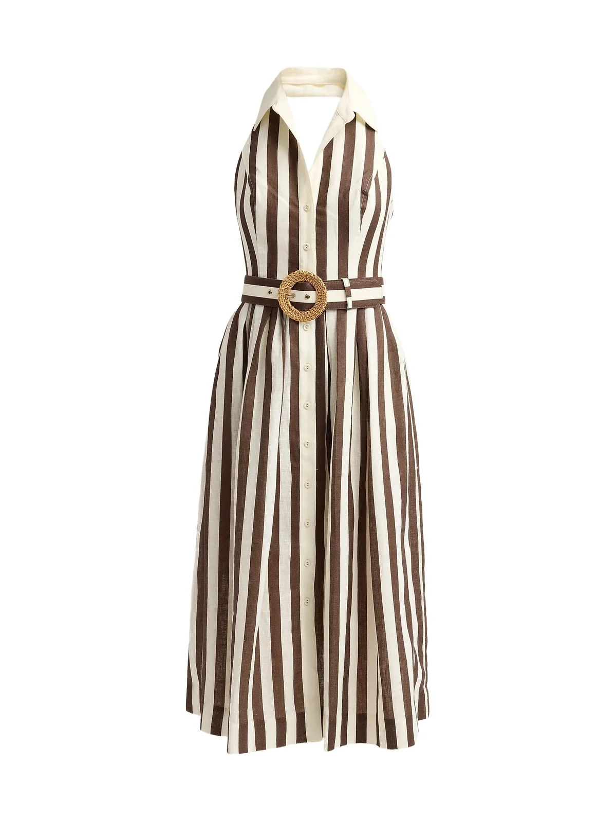 Women's Quentin Striped Linen Button-Front Halter Midi Dress Women's Quentin Striped Linen Button-Front Halter Midi Dress