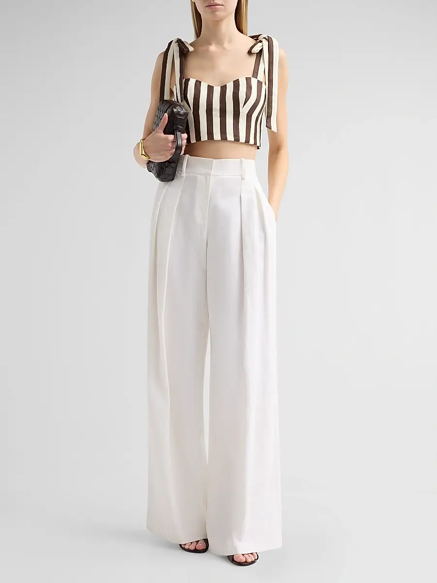 Cara Cara Women's Faiza Stripe Linen Tie Strap Top | Thumbnail 2 Cara Cara Women's Faiza Stripe Linen Tie Strap Top | Thumbnail 2