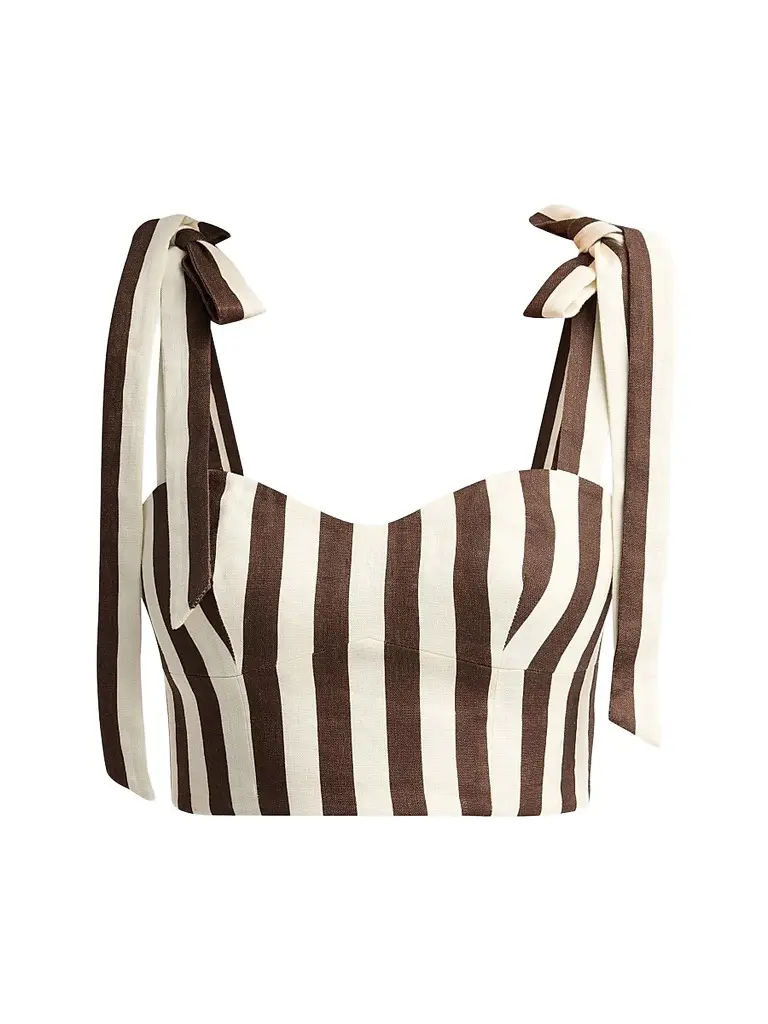 Cara Cara Women's Faiza Stripe Linen Tie Strap Top | Image 1 Cara Cara Women's Faiza Stripe Linen Tie Strap Top | Image 1