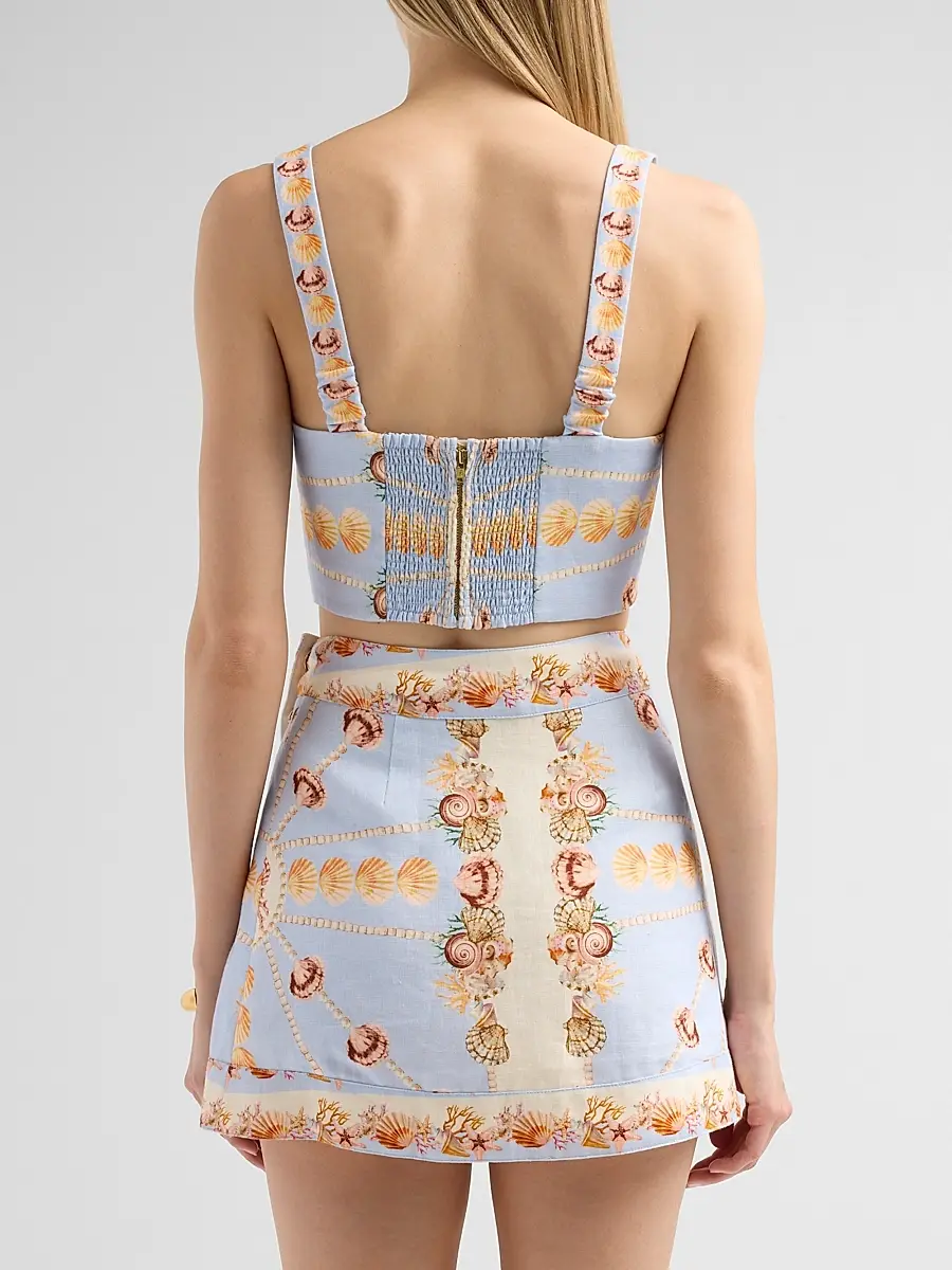 Cara Cara Women's Helena Seashell Print Linen Top | Thumbnail 3 Cara Cara Women's Helena Seashell Print Linen Top | Thumbnail 3