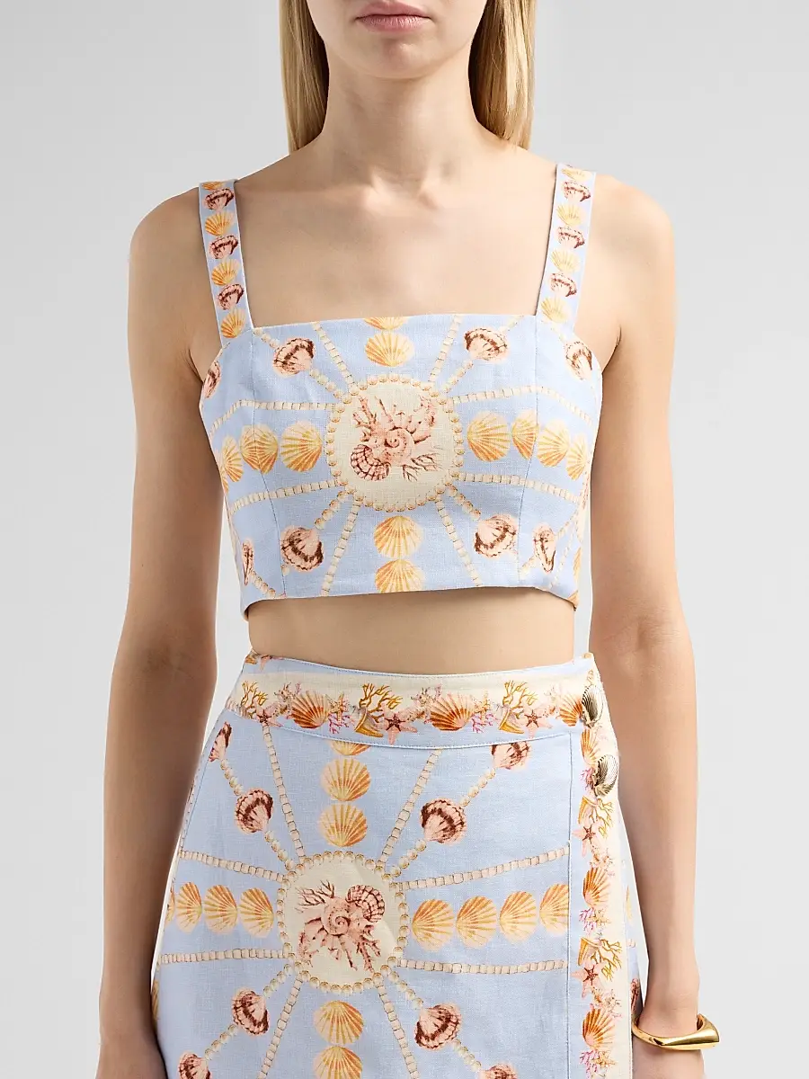 Cara Cara Women's Helena Seashell Print Linen Top | Thumbnail 5 Cara Cara Women's Helena Seashell Print Linen Top | Thumbnail 5