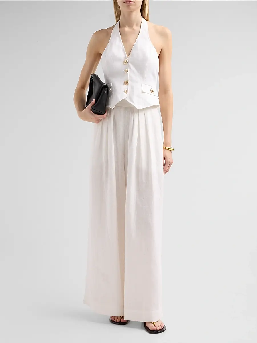 Cara Cara Women's Linen Pleated Palazzo Pants | Thumbnail 2 Cara Cara Women's Linen Pleated Palazzo Pants | Thumbnail 2