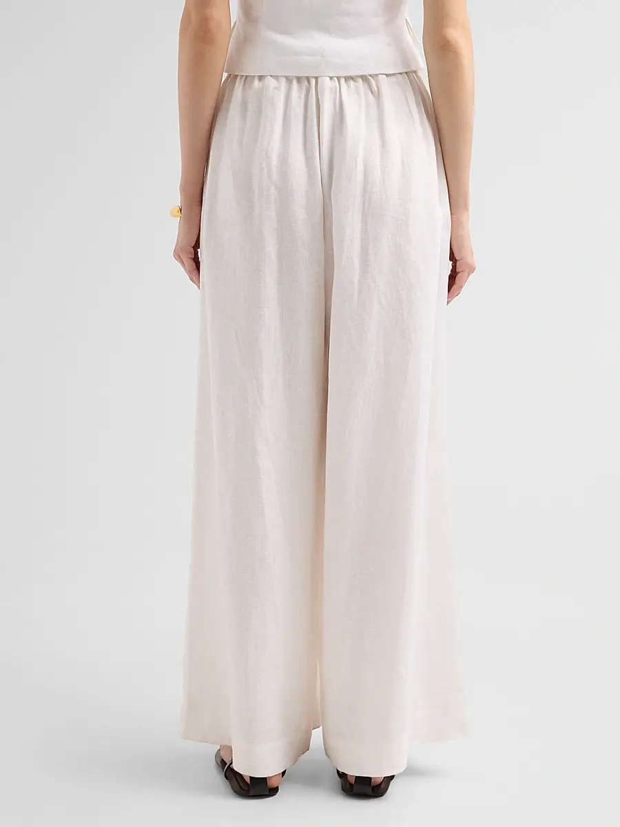 Cara Cara Women's Linen Pleated Palazzo Pants | Thumbnail 3 Cara Cara Women's Linen Pleated Palazzo Pants | Thumbnail 3