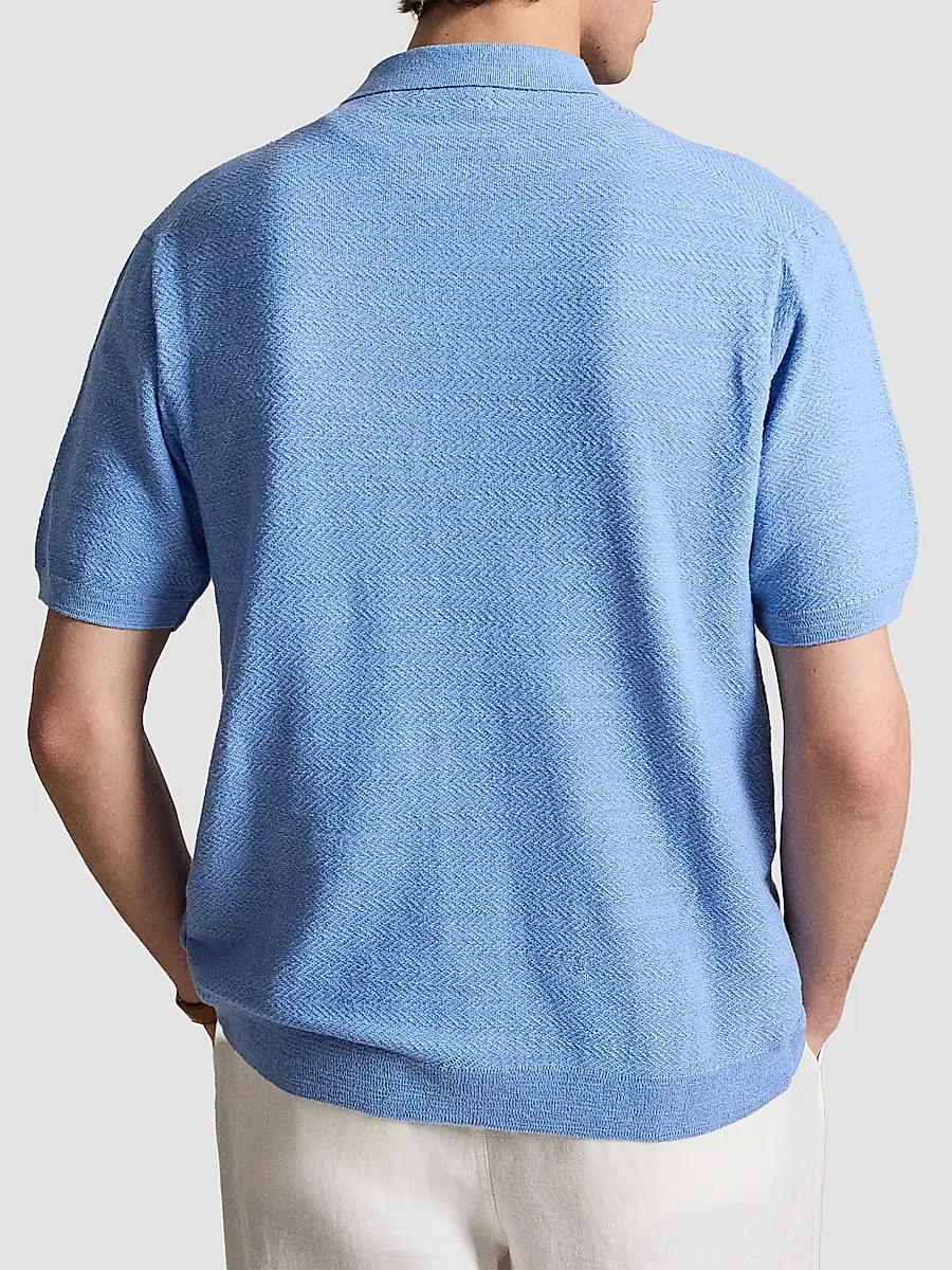 Polo Ralph Lauren Men's Herringbone Cotton-Linen Camp Shirt Sweater | Thumbnail 3 Polo Ralph Lauren Men's Herringbone Cotton-Linen Camp Shirt Sweater | Thumbnail 3