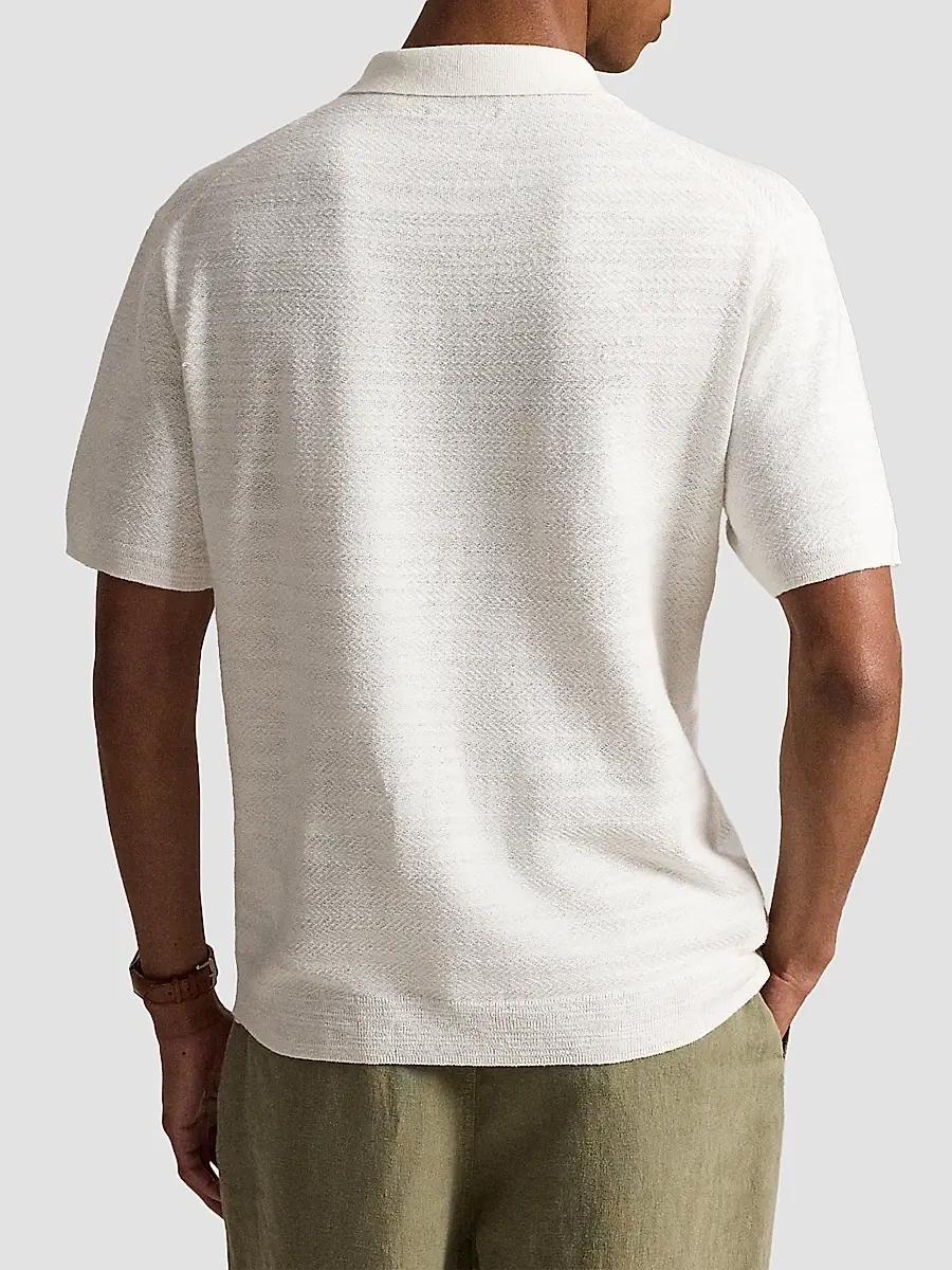 Polo Ralph Lauren Men's Herringbone Cotton-Linen Camp Shirt Sweater | Thumbnail 3 Polo Ralph Lauren Men's Herringbone Cotton-Linen Camp Shirt Sweater | Thumbnail 3
