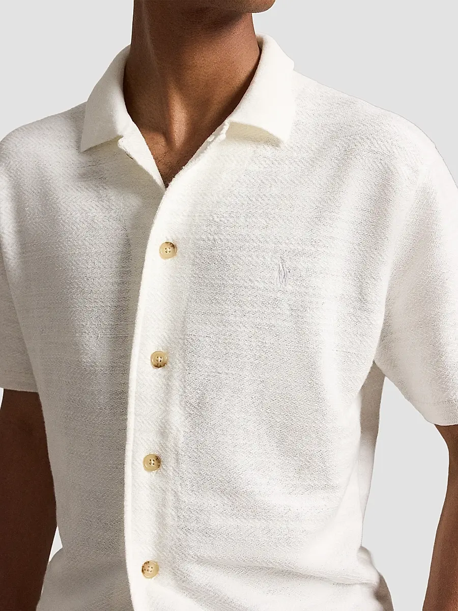 Polo Ralph Lauren Men's Herringbone Cotton-Linen Camp Shirt Sweater | Thumbnail 5 Polo Ralph Lauren Men's Herringbone Cotton-Linen Camp Shirt Sweater | Thumbnail 5