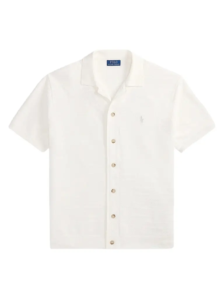 Polo Ralph Lauren Men's Herringbone Cotton-Linen Short-Sleeve Cardigan | Image 1 Polo Ralph Lauren Men's Herringbone Cotton-Linen Short-Sleeve Cardigan | Image 1