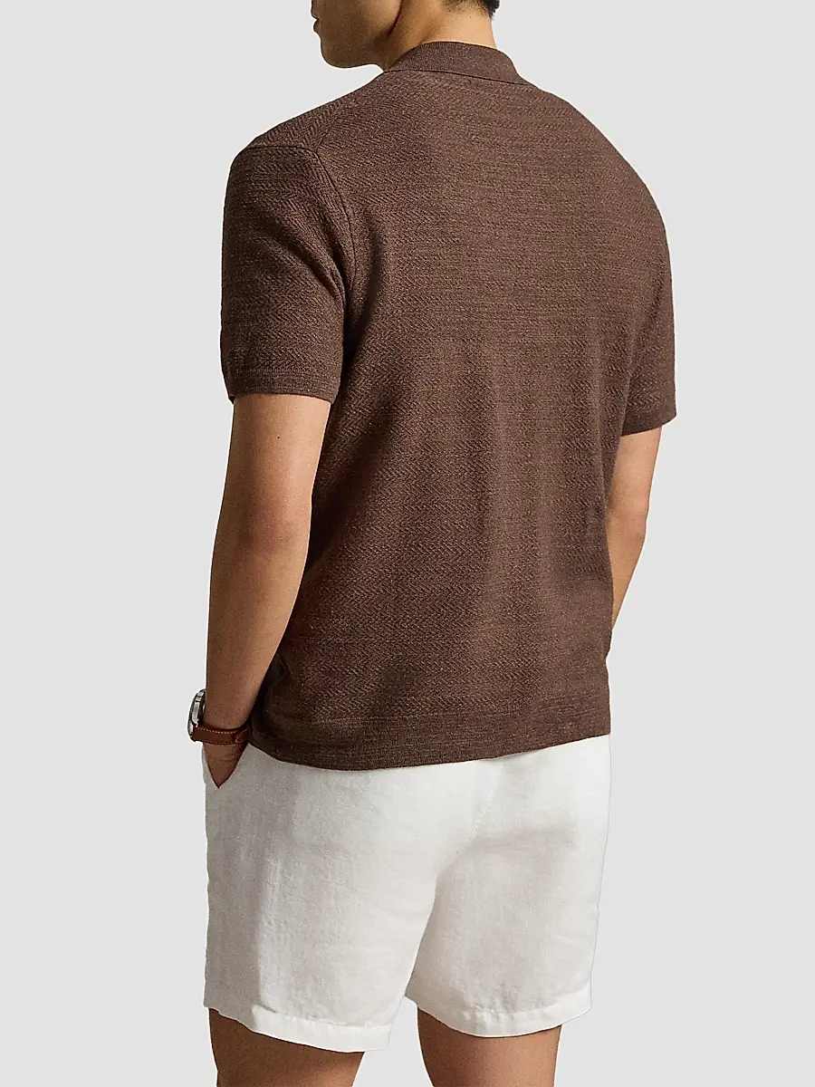 Polo Ralph Lauren Men's Herringbone Cotton-Linen Camp Shirt Sweater | Thumbnail 3 Polo Ralph Lauren Men's Herringbone Cotton-Linen Camp Shirt Sweater | Thumbnail 3