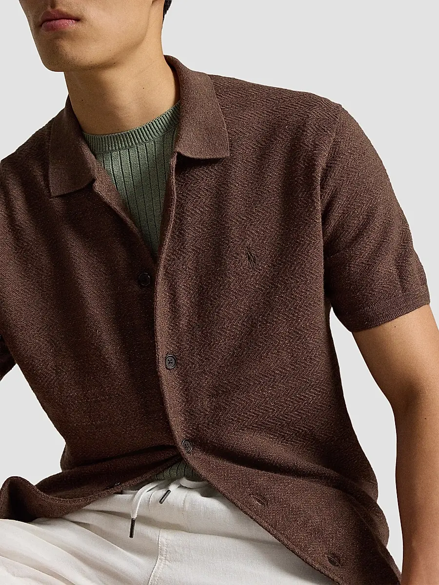 Polo Ralph Lauren Men's Herringbone Cotton-Linen Camp Shirt Sweater | Thumbnail 5 Polo Ralph Lauren Men's Herringbone Cotton-Linen Camp Shirt Sweater | Thumbnail 5