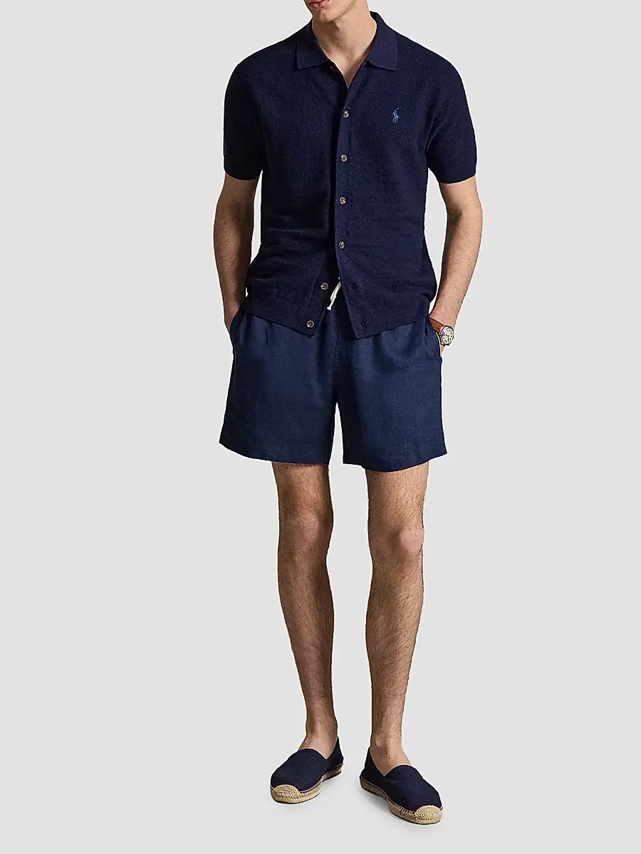 Polo Ralph Lauren Men's Herringbone Cotton-Linen Camp Shirt Sweater | Thumbnail 2 Polo Ralph Lauren Men's Herringbone Cotton-Linen Camp Shirt Sweater | Thumbnail 2