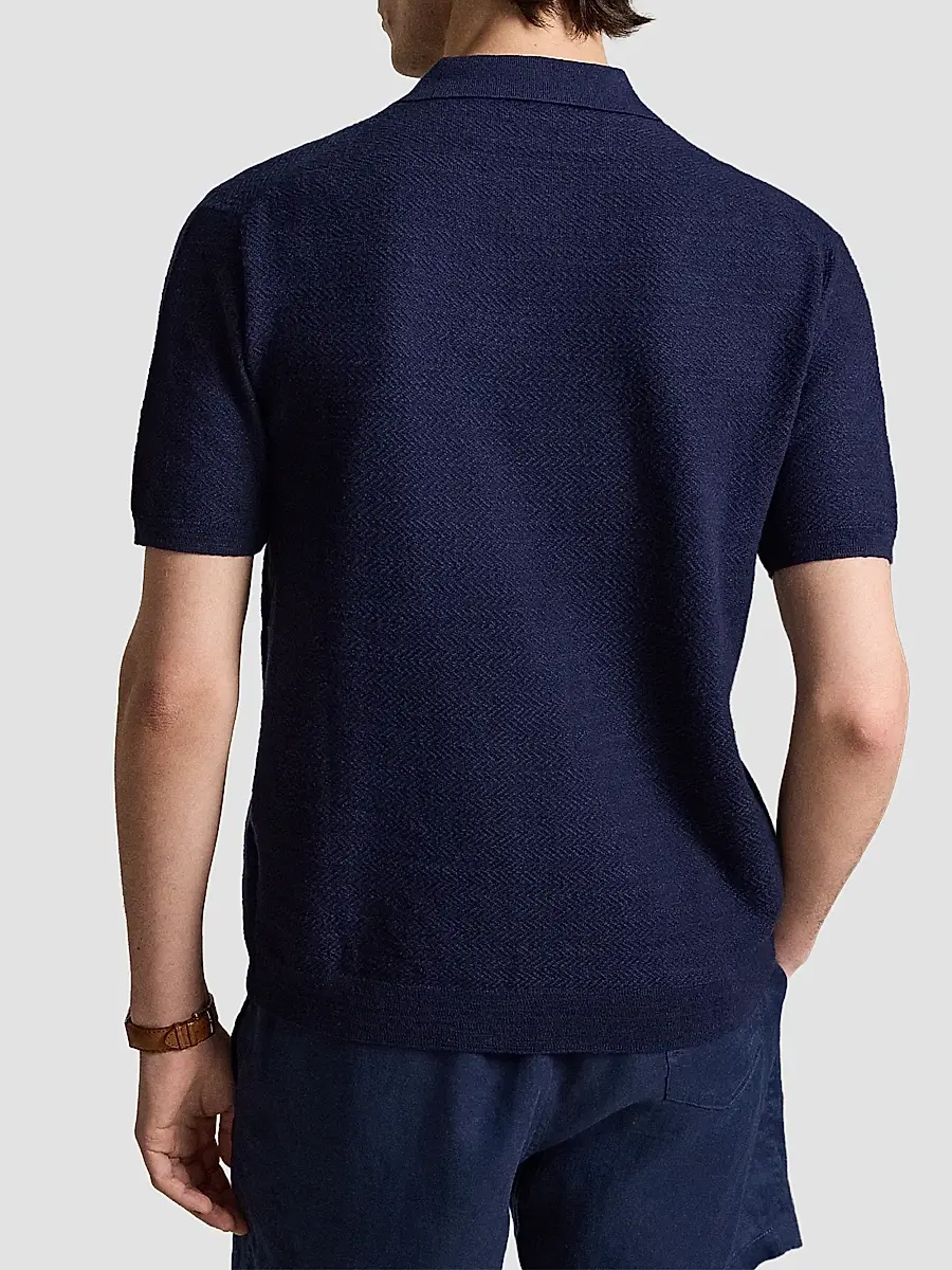Polo Ralph Lauren Men's Herringbone Cotton-Linen Camp Shirt Sweater | Thumbnail 3 Polo Ralph Lauren Men's Herringbone Cotton-Linen Camp Shirt Sweater | Thumbnail 3