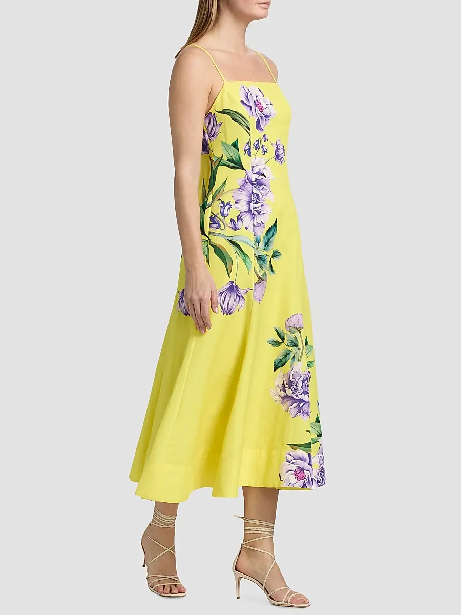 Hemant & Nandita Women's Floral Linen-Cotton A-Line Midi-Dress | Thumbnail 2 Hemant & Nandita Women's Floral Linen-Cotton A-Line Midi-Dress | Thumbnail 2