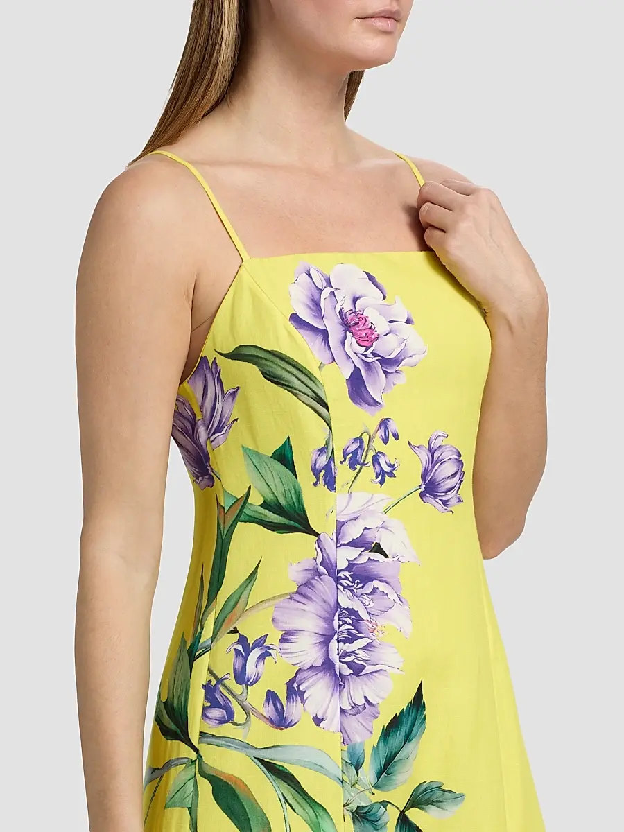 Hemant & Nandita Women's Floral Linen-Cotton A-Line Midi-Dress | Thumbnail 6 Hemant & Nandita Women's Floral Linen-Cotton A-Line Midi-Dress | Thumbnail 6