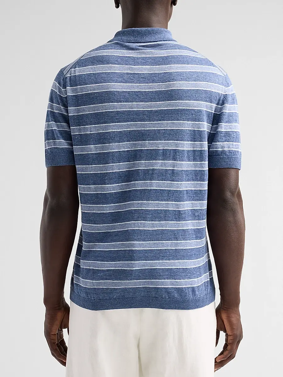 Saks Fifth Avenue Men's COLLECTION Linen Striped Polo Shirt | Thumbnail 3 Saks Fifth Avenue Men's COLLECTION Linen Striped Polo Shirt | Thumbnail 3