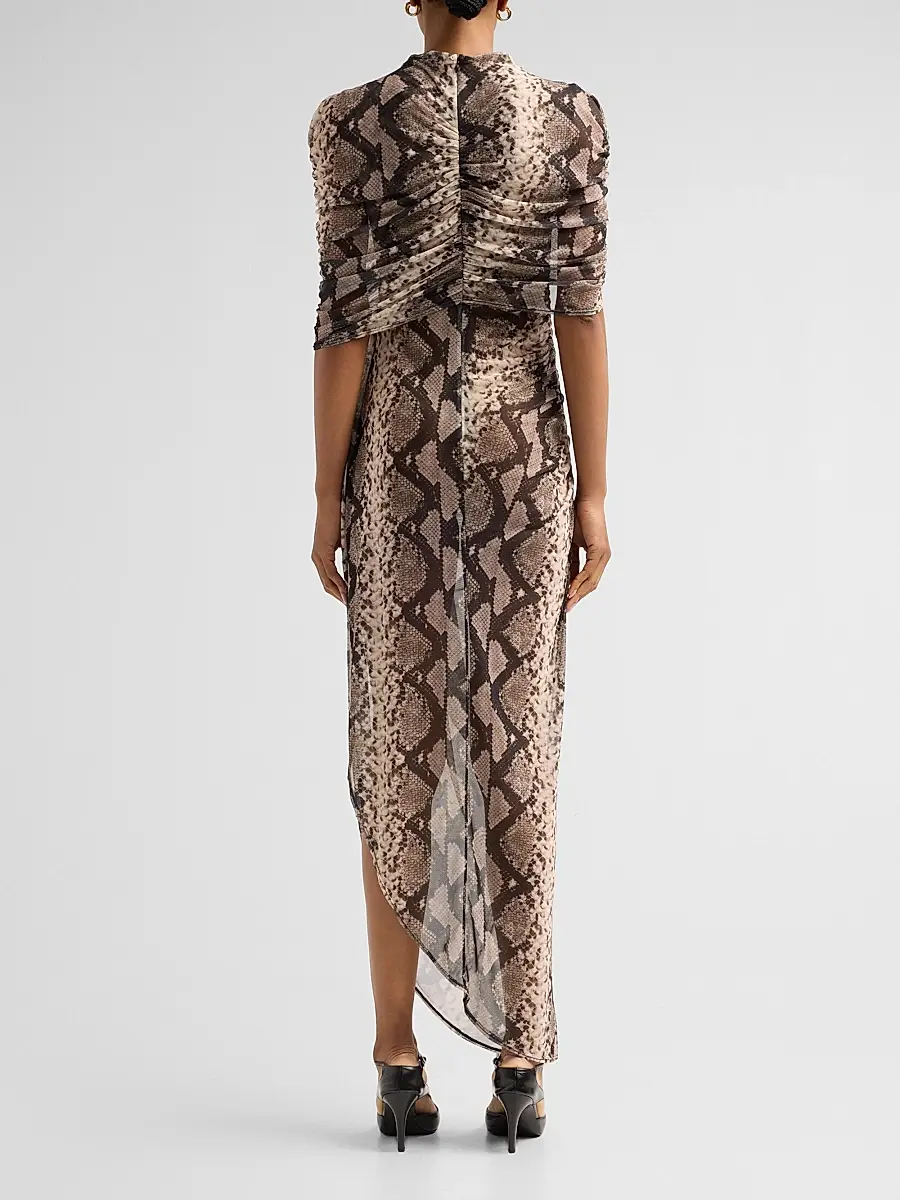 Lapointe Women's Snakeskin Print Draped Maxi Dress | Thumbnail 3 Lapointe Women's Snakeskin Print Draped Maxi Dress | Thumbnail 3