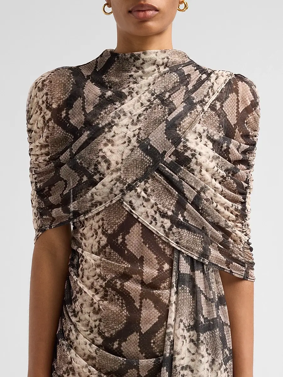 Lapointe Women's Snakeskin Print Draped Maxi Dress | Thumbnail 5 Lapointe Women's Snakeskin Print Draped Maxi Dress | Thumbnail 5