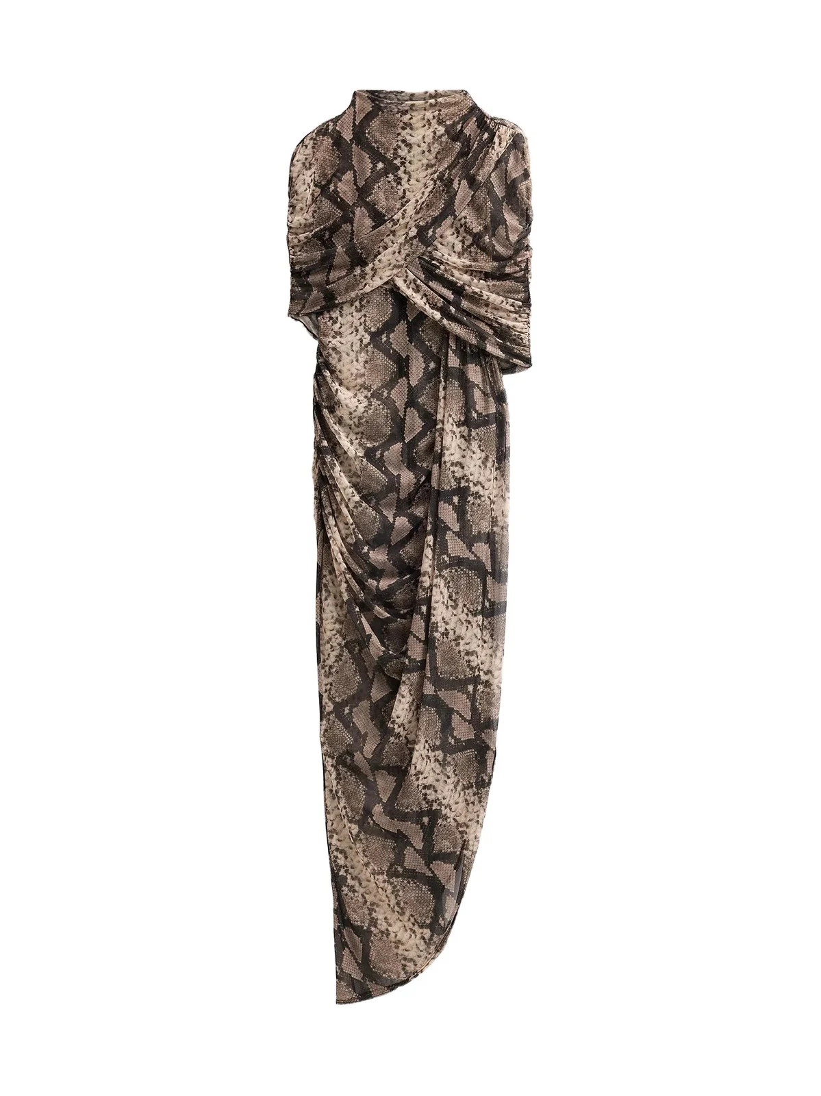 Lapointe Women's Snakeskin Print Draped Maxi Dress