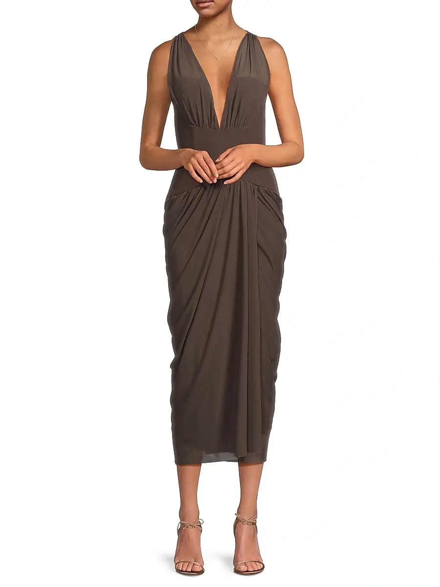 BLACK HALO Women's Elara Mesh Midi-Dress | Thumbnail 2