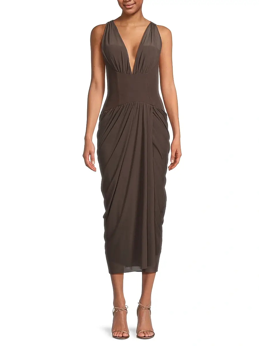 BLACK HALO Women's Elara Mesh Midi-Dress | Thumbnail 3