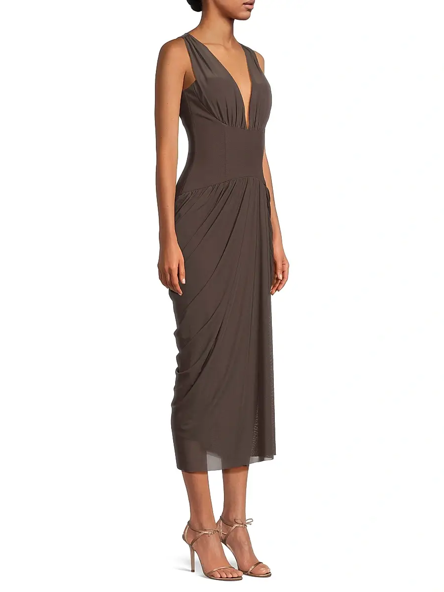 BLACK HALO Women's Elara Mesh Midi-Dress | Thumbnail 4