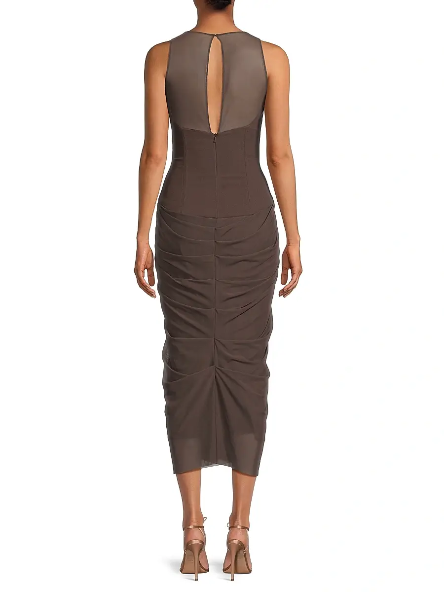 BLACK HALO Women's Elara Mesh Midi-Dress | Thumbnail 5
