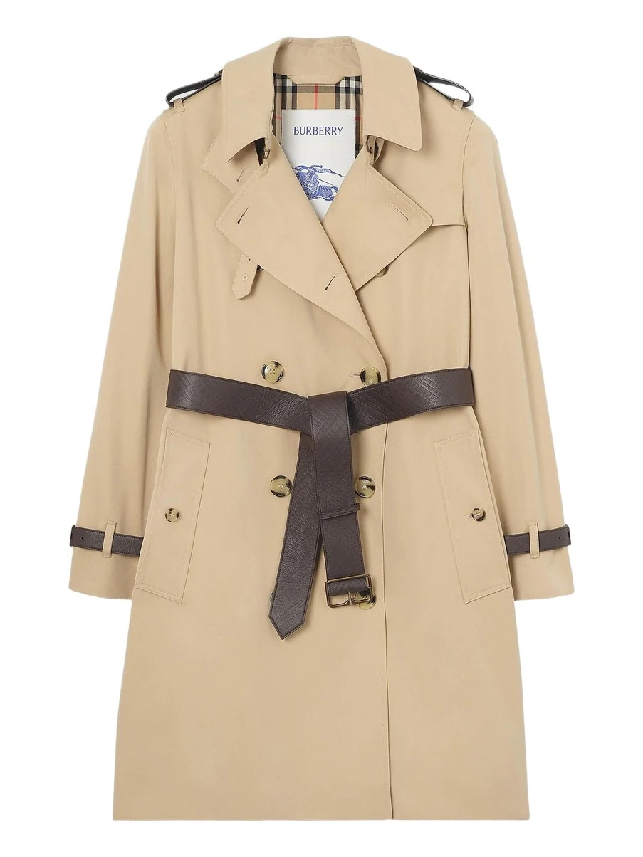 Women's Kensington Leather-Trim Mid-Length Trench Coat