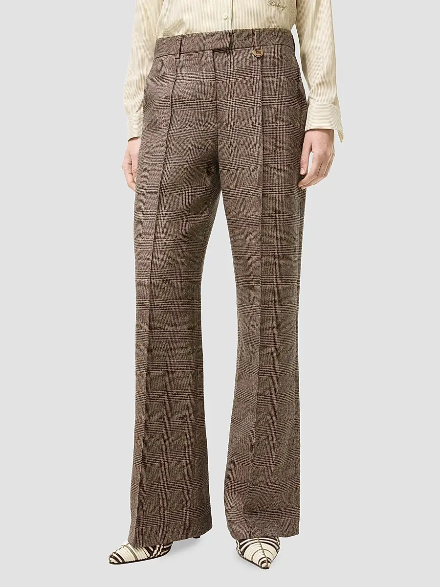 Burberry Women's Rozalyn Check Wool-Linen Tailored Trousers | Thumbnail 2 Burberry Women's Rozalyn Check Wool-Linen Tailored Trousers | Thumbnail 2