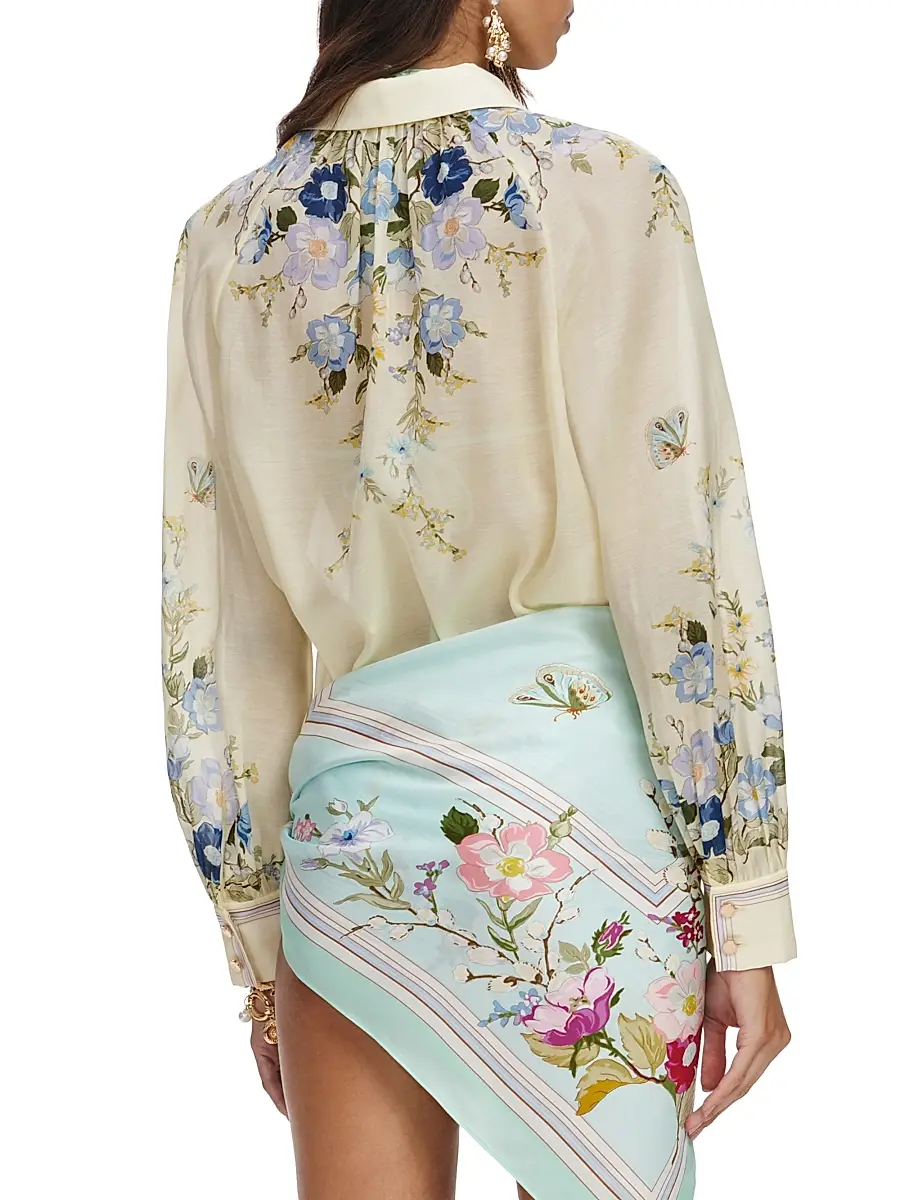 Self-Portrait Women's Floral Organza Button-Front Blouse | Thumbnail 5 Self-Portrait Women's Floral Organza Button-Front Blouse | Thumbnail 5