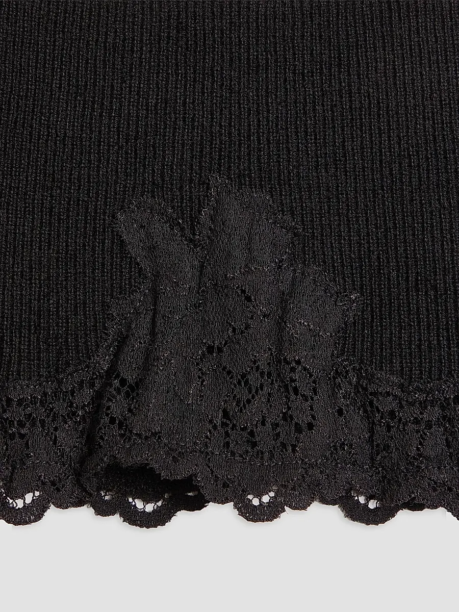 Valentino Women's VLogo Signature Cashmere and Lace Headband - Black | Thumbnail 4