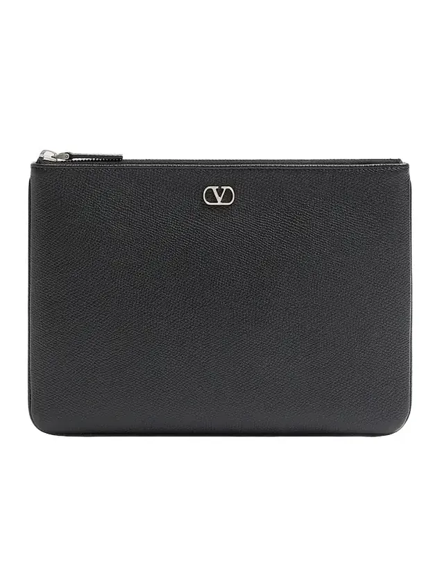 Valentino Men's VLogo Signature Grainy Calfskin Pouch