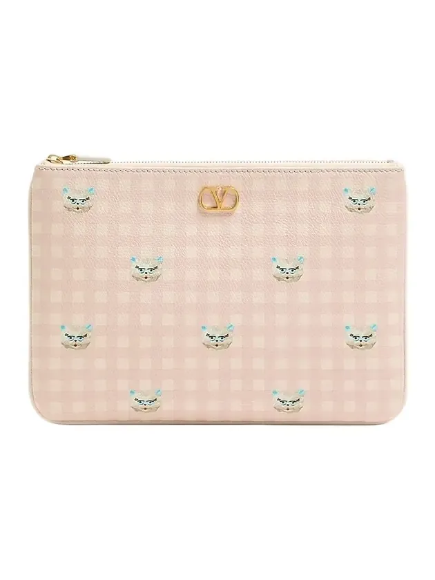 Women's Le Chat De La Maison Clutch in Grainy Calfskin - Pink Ivory Women's Le Chat De La Maison Clutch in Grainy Calfskin - Pink Ivory