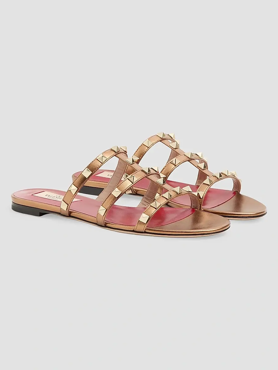 Valentino Women's Rockstud Laminated Nappa Slide Sandals | Thumbnail 2 Valentino Women's Rockstud Laminated Nappa Slide Sandals | Thumbnail 2