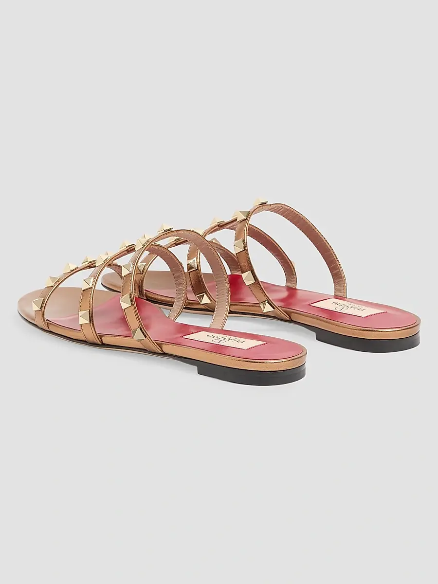 Valentino Women's Rockstud Laminated Nappa Slide Sandals | Thumbnail 3 Valentino Women's Rockstud Laminated Nappa Slide Sandals | Thumbnail 3