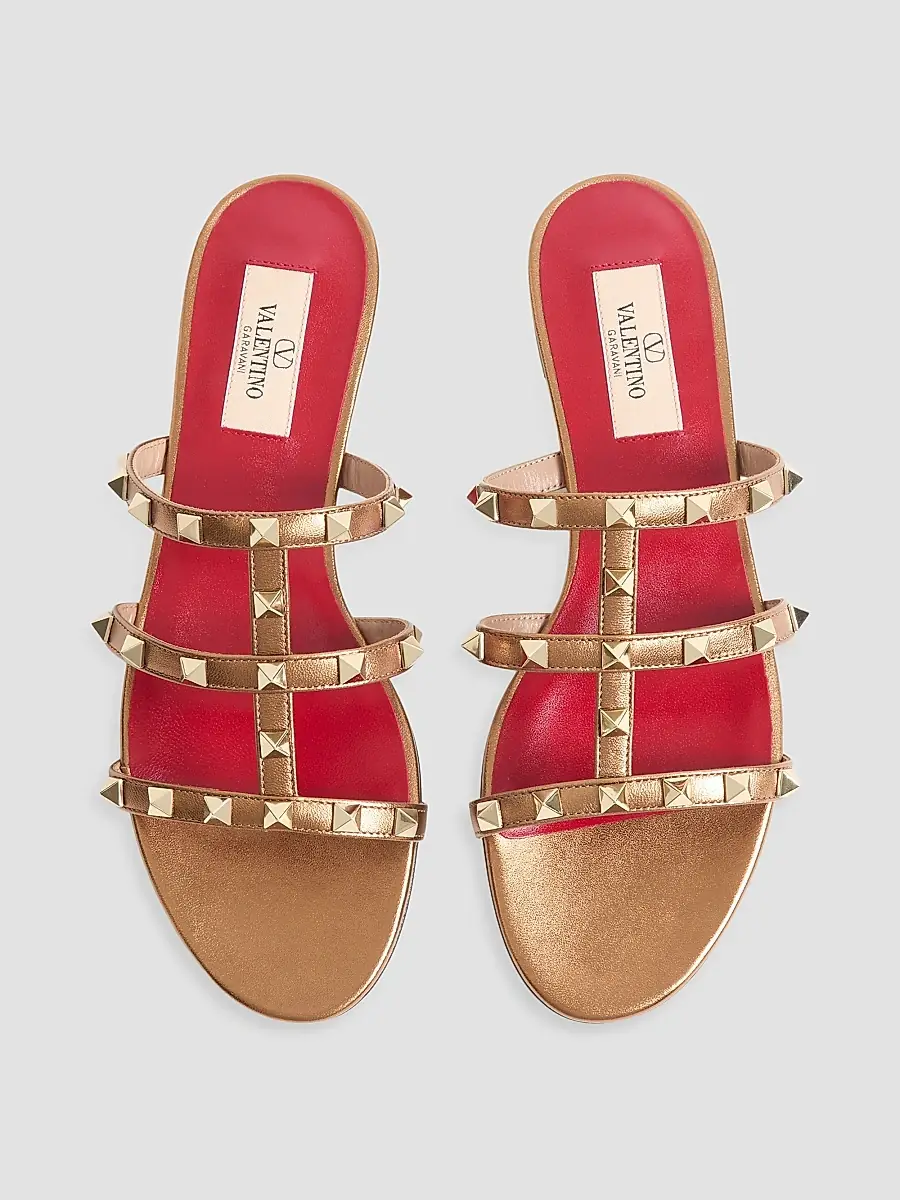 Valentino Women's Rockstud Laminated Nappa Slide Sandals | Thumbnail 4 Valentino Women's Rockstud Laminated Nappa Slide Sandals | Thumbnail 4