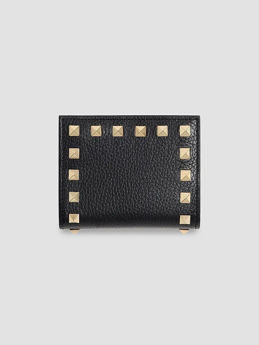 Valentino Garavani Women's Rockstud Wallet in Grainy Calfskin - Black | Thumbnail 2 Valentino Garavani Women's Rockstud Wallet in Grainy Calfskin - Black | Thumbnail 2