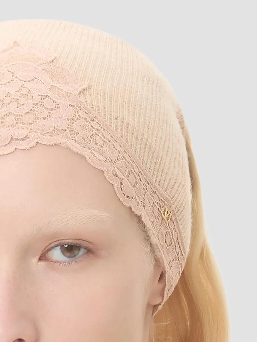 Valentino Women's VLogo Signature Cashmere and Lace Headband - Alabaster | Thumbnail 3 Valentino Women's VLogo Signature Cashmere and Lace Headband - Alabaster | Thumbnail 3