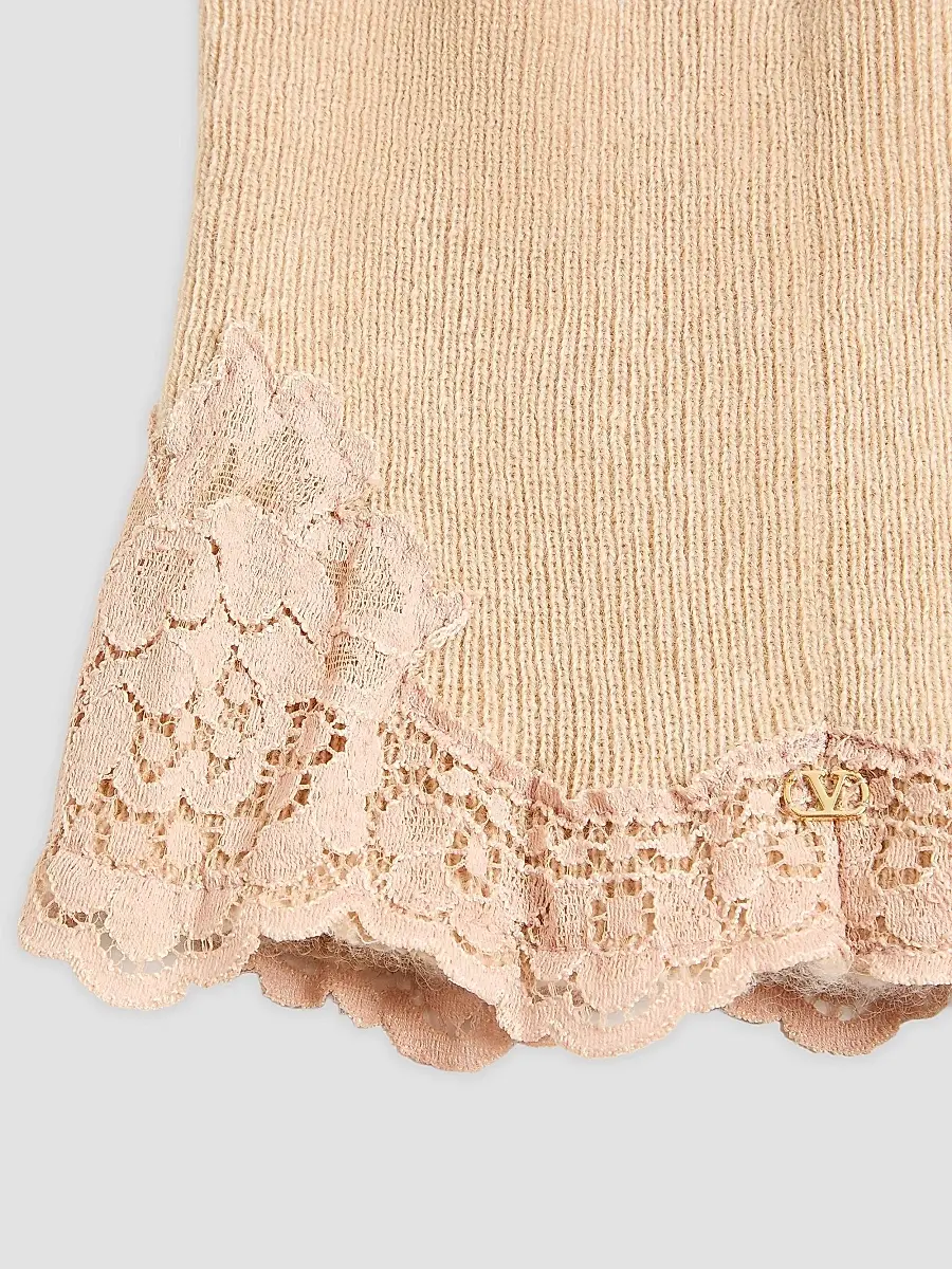 Valentino Women's VLogo Signature Cashmere and Lace Headband - Alabaster | Thumbnail 4 Valentino Women's VLogo Signature Cashmere and Lace Headband - Alabaster | Thumbnail 4