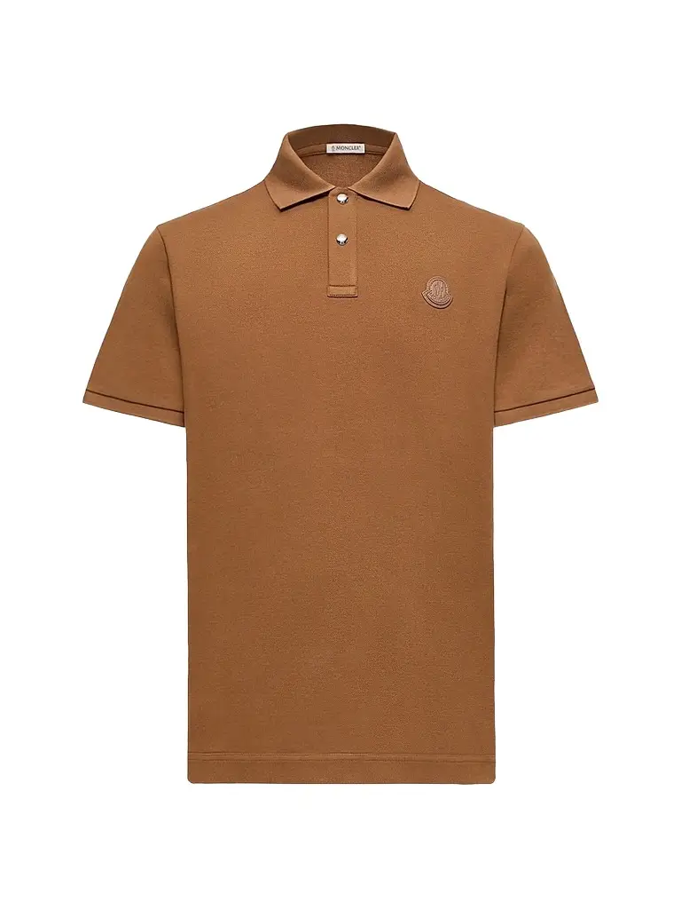 Moncler Men's Polo Shirt in Cotton Piquet - Brown | Image 1 Moncler Men's Polo Shirt in Cotton Piquet - Brown | Image 1