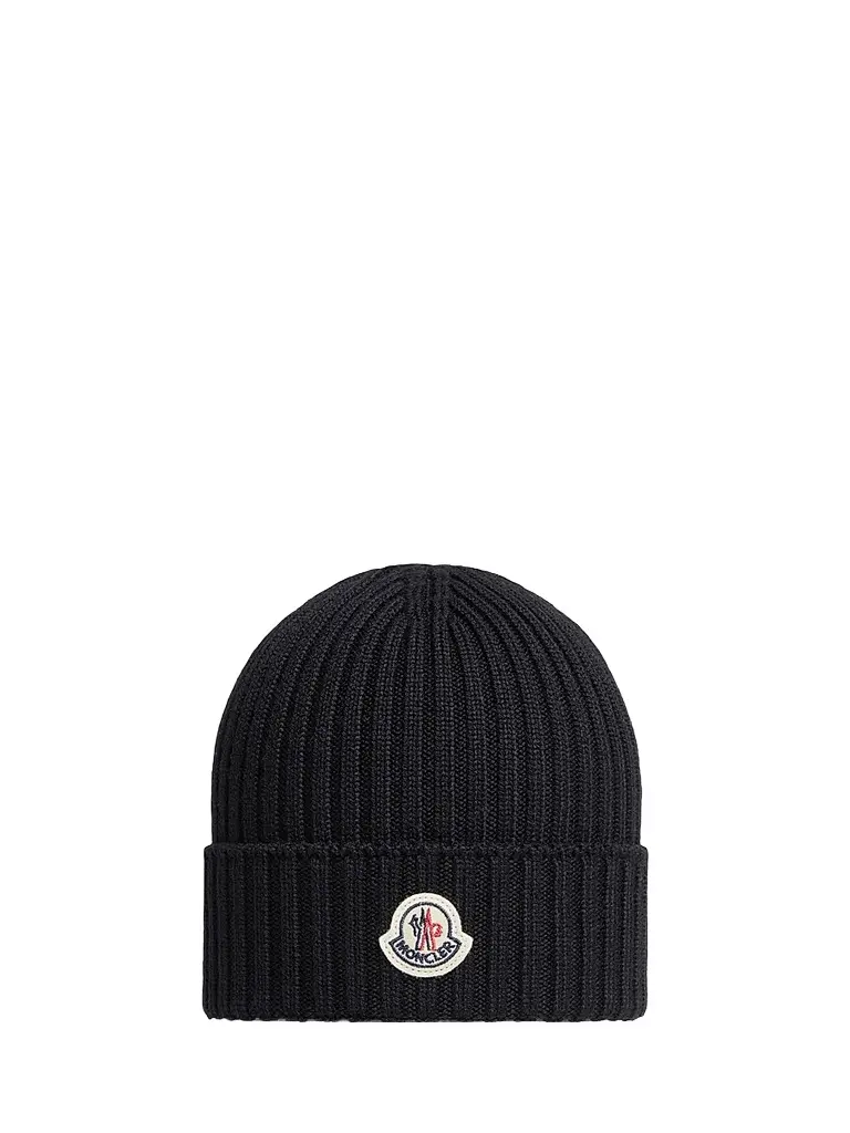 Moncler Little Boy's & Boy's Beanie Hat in Wool - Black | Image 1 Moncler Little Boy's & Boy's Beanie Hat in Wool - Black | Image 1