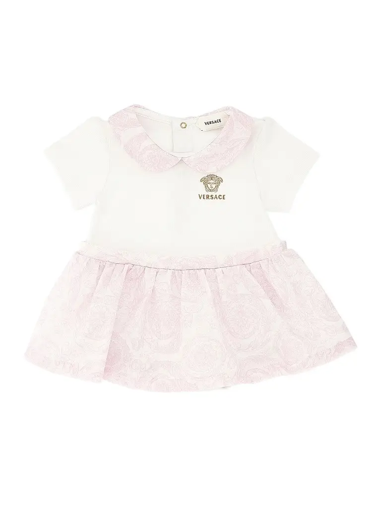 Versace Baby Girl's Ribbed Medusa Embroidery Dress - White 9 Months | Image 1 Versace Baby Girl's Ribbed Medusa Embroidery Dress - White 9 Months | Image 1