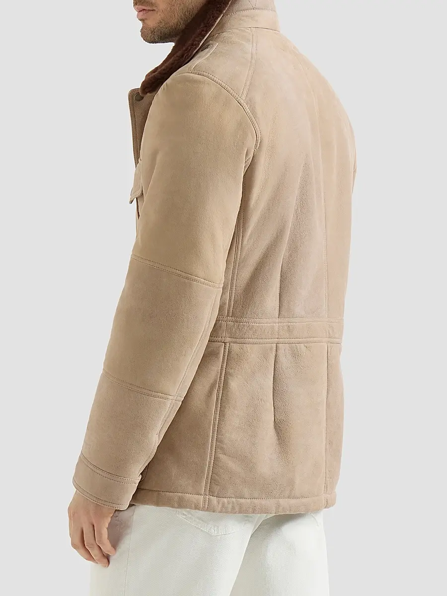 Brunello Cucinelli Men's Waxed Shearling Safari Jacket | Thumbnail 3