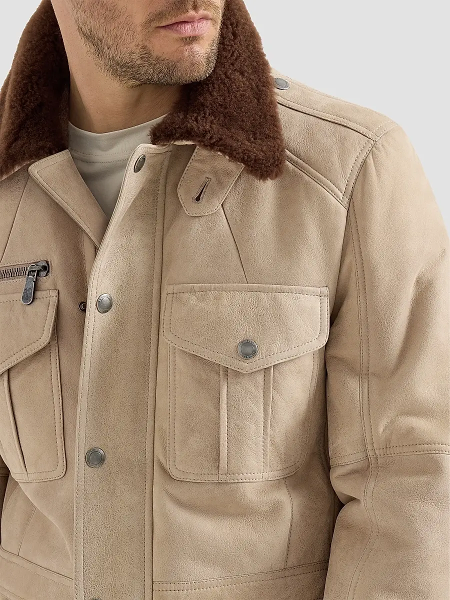 Brunello Cucinelli Men's Waxed Shearling Safari Jacket | Thumbnail 5