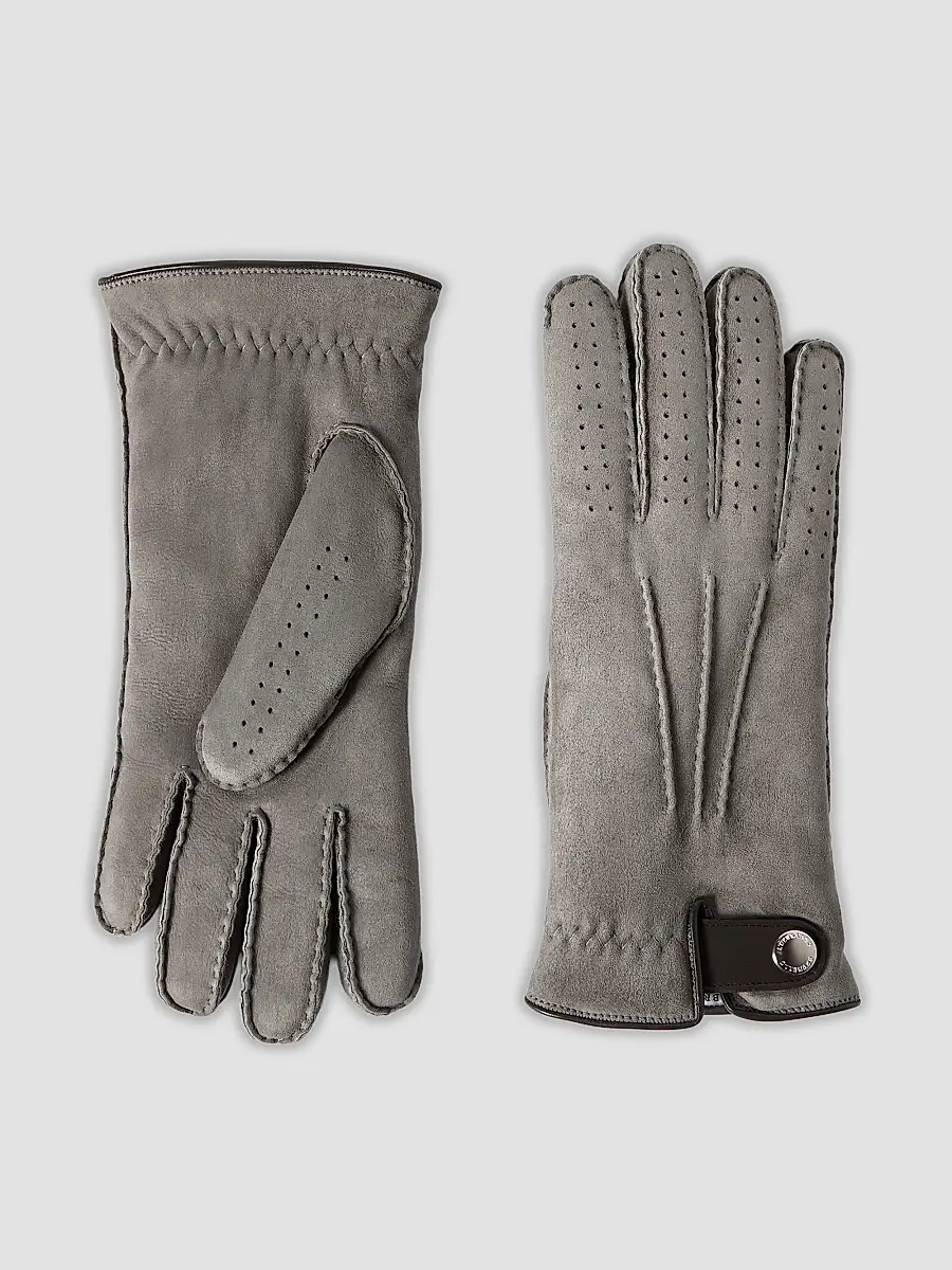 Brunello Cucinelli Men's Suede Shearling Gloves | Thumbnail 2 Brunello Cucinelli Men's Suede Shearling Gloves | Thumbnail 2