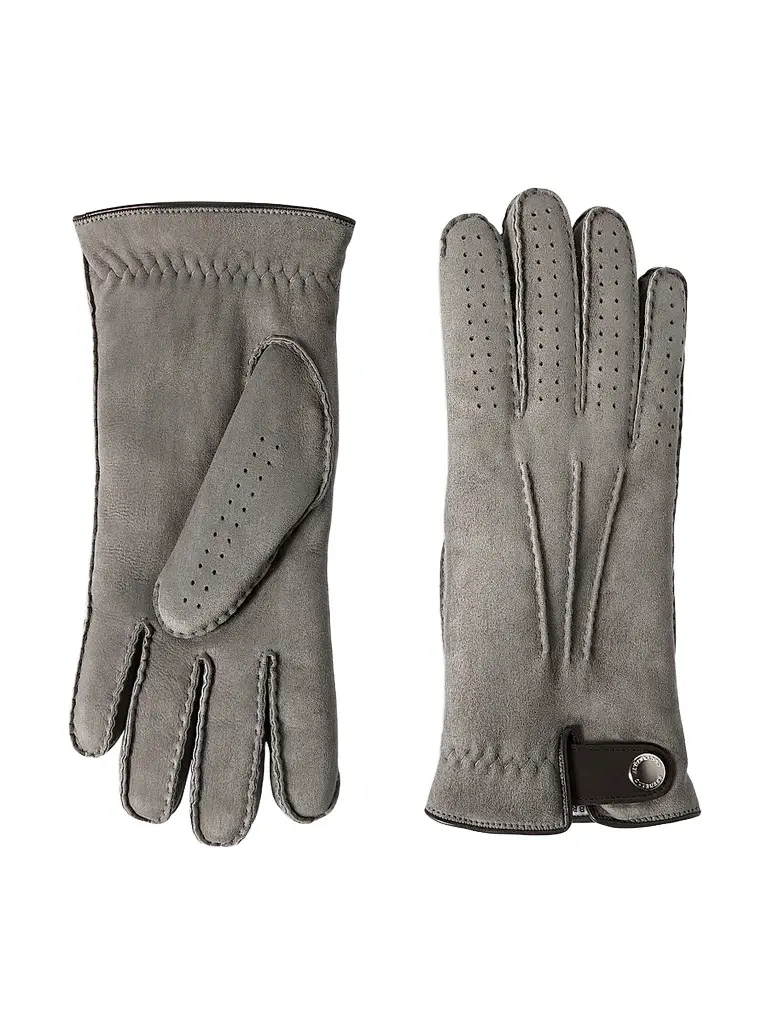 Brunello Cucinelli Men's Suede Shearling Gloves - Medium Grey | Image 1 Brunello Cucinelli Men's Suede Shearling Gloves - Medium Grey | Image 1