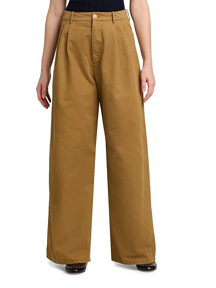 Jil Sander Women's Cotton Crease-Front Wide-Leg Trousers | Thumbnail 3 Jil Sander Women's Cotton Crease-Front Wide-Leg Trousers | Thumbnail 3