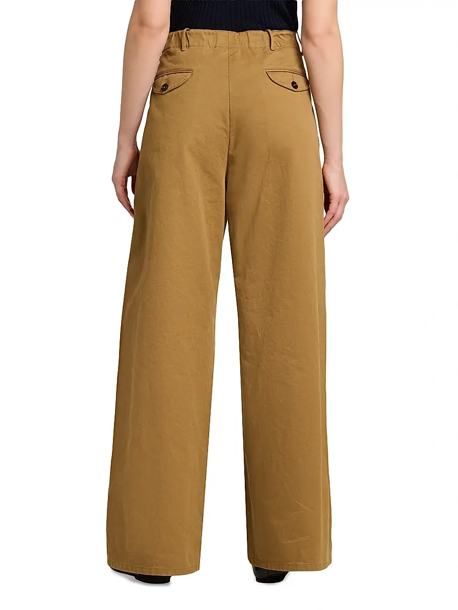 Jil Sander Women's Cotton Crease-Front Wide-Leg Trousers | Thumbnail 5 Jil Sander Women's Cotton Crease-Front Wide-Leg Trousers | Thumbnail 5