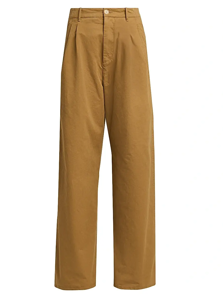 Jil Sander Women's Cotton Crease-Front Wide-Leg Trousers - Meadow | Image 1 Jil Sander Women's Cotton Crease-Front Wide-Leg Trousers - Meadow | Image 1