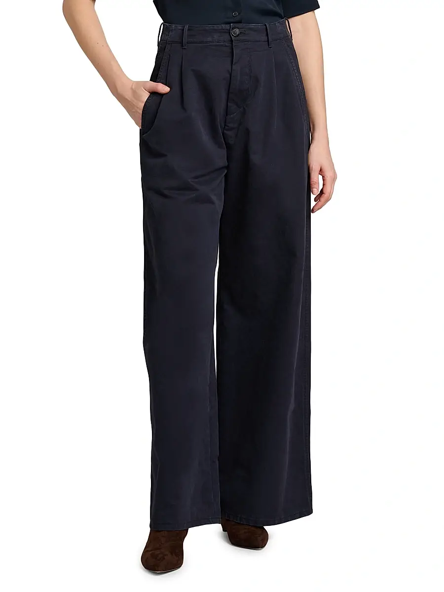 Jil Sander Women's Cotton Crease-Front Wide-Leg Trousers | Thumbnail 2 Jil Sander Women's Cotton Crease-Front Wide-Leg Trousers | Thumbnail 2