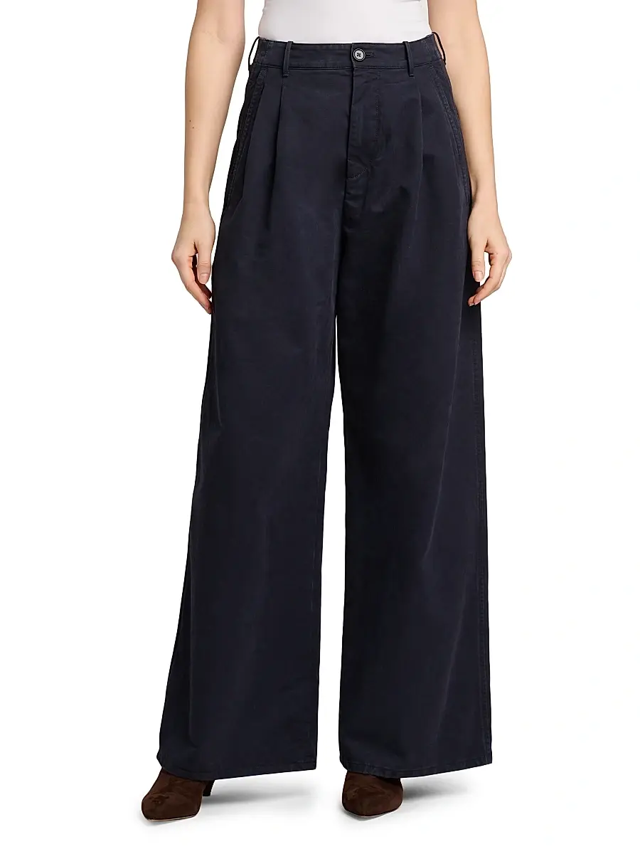 Jil Sander Women's Cotton Crease-Front Wide-Leg Trousers | Thumbnail 3 Jil Sander Women's Cotton Crease-Front Wide-Leg Trousers | Thumbnail 3